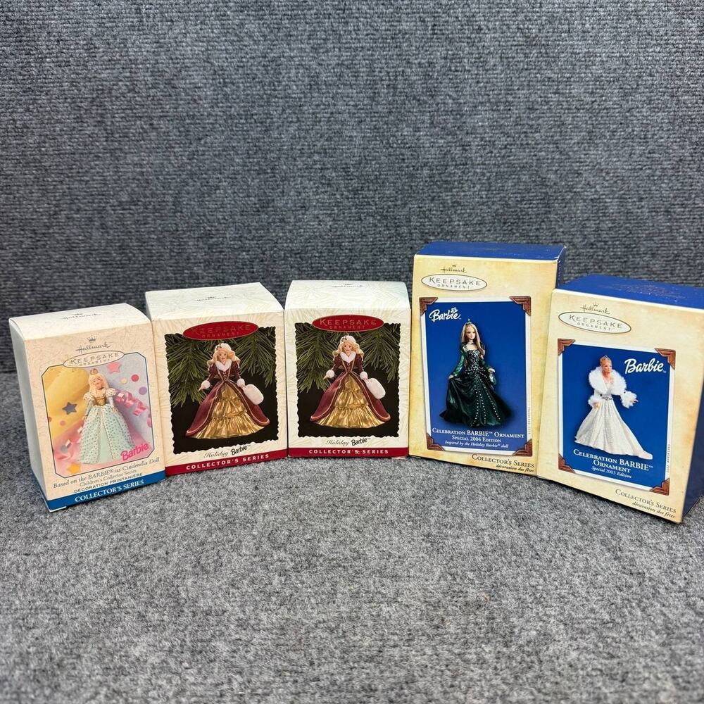 Hallmark Barbie Keepsake Ornament Lot 5 Holiday & Celebration Collector Series